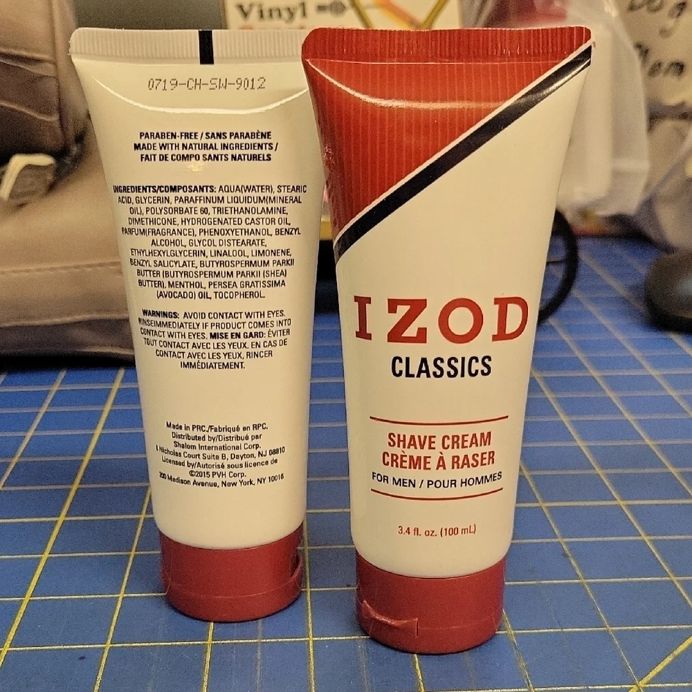 IZOD Classics Shave Cream for Men 3.4 fl oz/100ml Lot of 2 Tubes